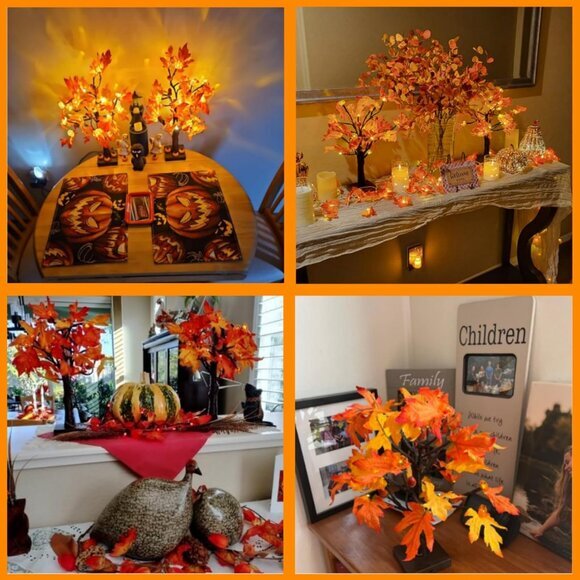 2 Pack Lighted Fall Maple Tree for Fall Decorations USB & Battery Operated - Picture 6 of 6